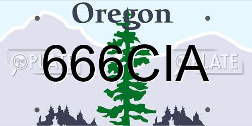 666CIA Oregon License Plate
