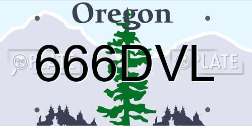 666DVL Oregon License Plate