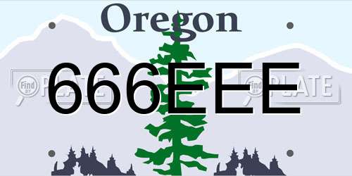666EEE Oregon License Plate