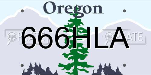 666HLA Oregon License Plate