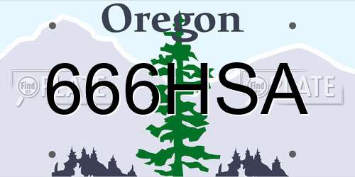666HSA Oregon License Plate