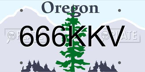666KKV Oregon License Plate