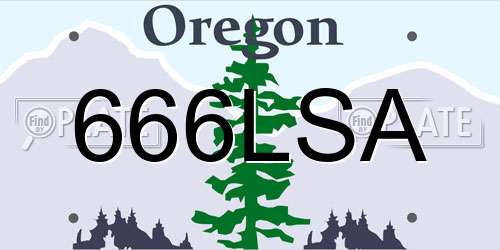 666LSA Oregon License Plate