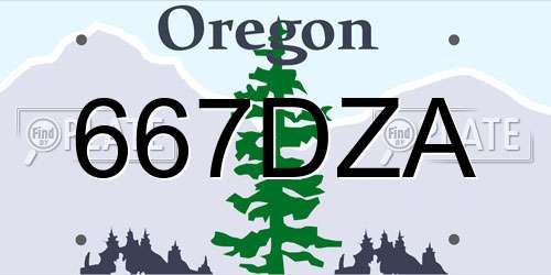 667DZA Oregon License Plate