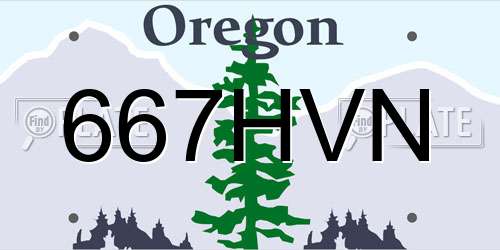 667HVN Oregon License Plate