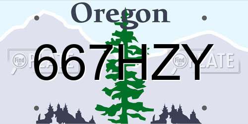 667HZY Oregon License Plate