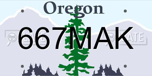 667MAK Oregon License Plate