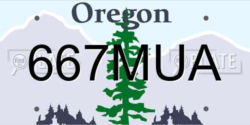 667MUA Oregon License Plate