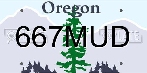 667MUD Oregon License Plate