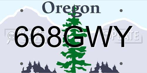 668GWY Oregon License Plate