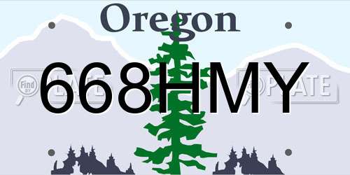 668HMY Oregon License Plate
