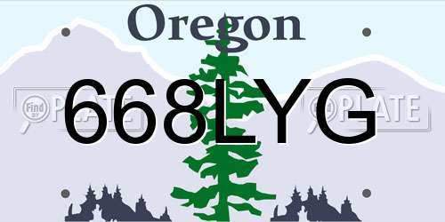 668LYG Oregon License Plate