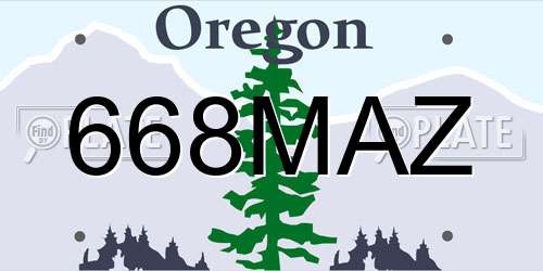 668MAZ Oregon License Plate