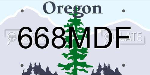 668MDF Oregon License Plate