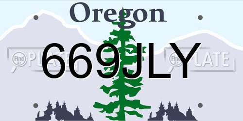 669JLY Oregon License Plate