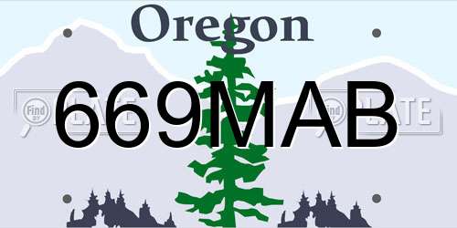 669MAB Oregon License Plate