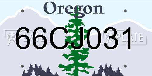 66CJ031 Oregon License Plate