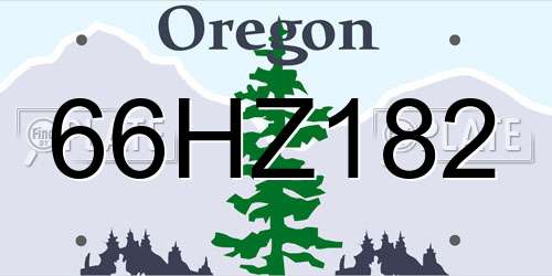 66HZ182 Oregon License Plate