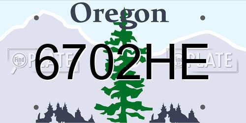 6702HE Oregon License Plate