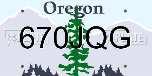 670JQG Oregon License Plate