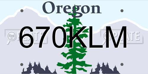 670KLM Oregon License Plate