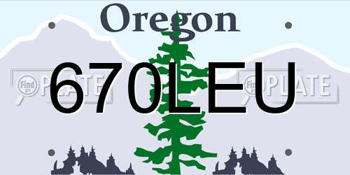 670LEU Oregon License Plate