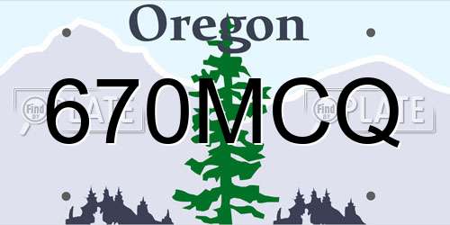 670MCQ Oregon License Plate