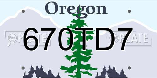 670TD7 Oregon License Plate