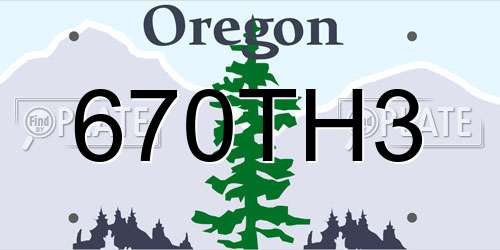 670TH3 Oregon License Plate