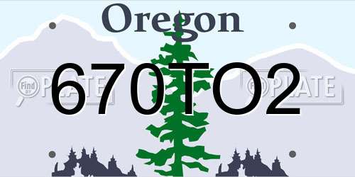 670TO2 Oregon License Plate