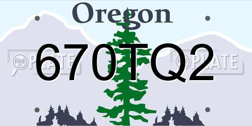 670TQ2 Oregon License Plate