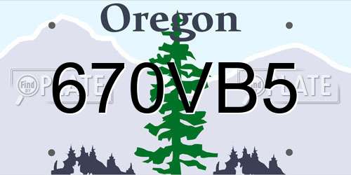 670VB5 Oregon License Plate