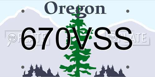 670VSS Oregon License Plate