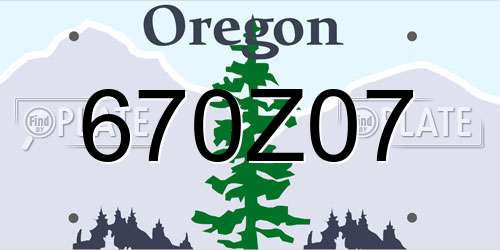 670Z07 Oregon License Plate