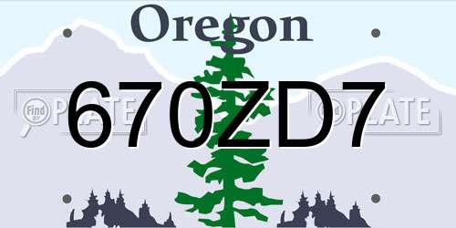 670ZD7 Oregon License Plate