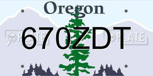 670ZDT Oregon License Plate