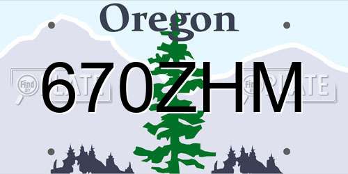 670ZHM Oregon License Plate