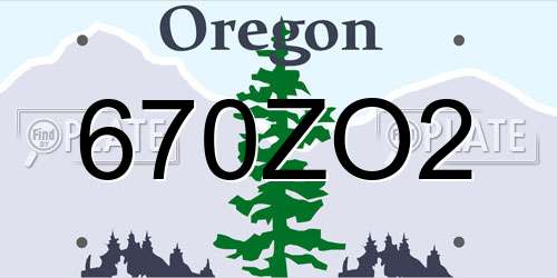 670ZO2 Oregon License Plate