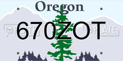 670ZOT Oregon License Plate