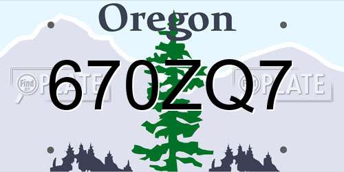 670ZQ7 Oregon License Plate