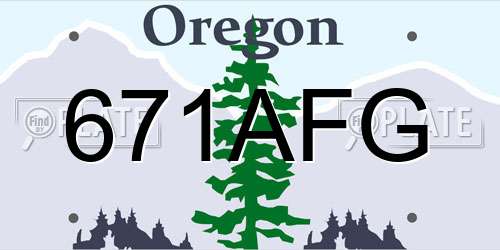 671AFG Oregon License Plate