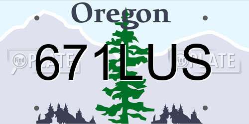 671LUS Oregon License Plate