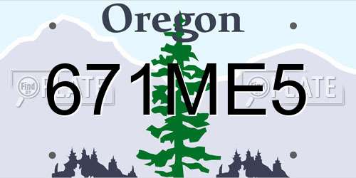 671ME5 Oregon License Plate