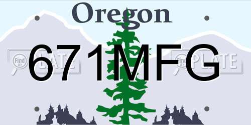 671MFG Oregon License Plate