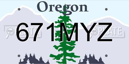 671MYZ Oregon License Plate