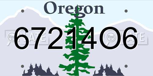 67214O6 Oregon License Plate