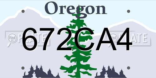 672CA4 Oregon License Plate