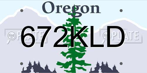 672KLD Oregon License Plate