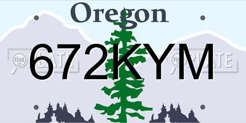 672KYM Oregon License Plate