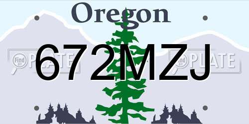 672MZJ Oregon License Plate